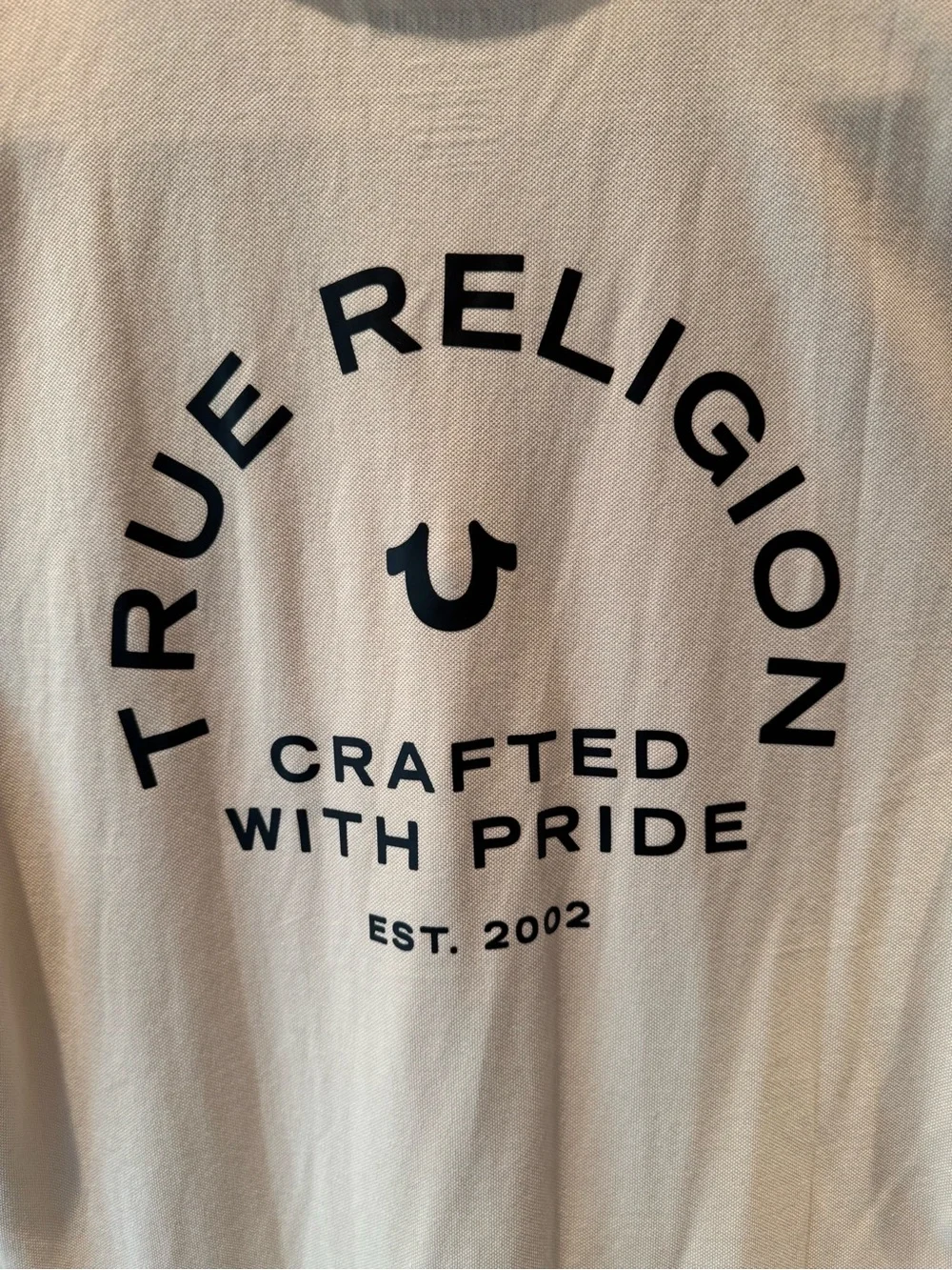 True Religion Men’s Cream Polo with Black Accents